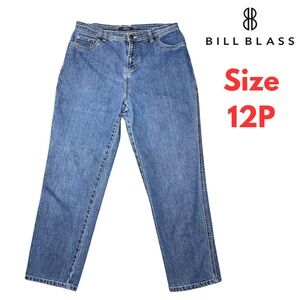 Vintage Bill Blass Pants Women's Size 12P Petite Blue Denim Jeans High Rise #150